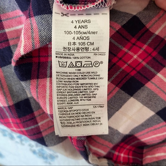 Baby Gap Pink Navy White Plaid Shirt Dress Size 4T - Picture 5 of 5